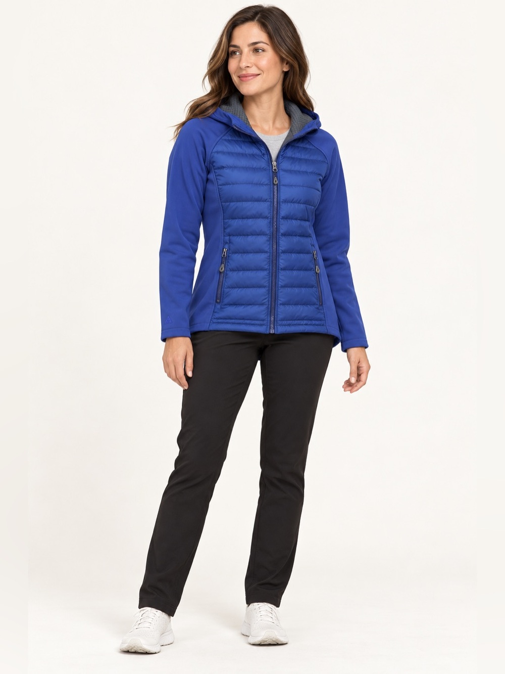 Gerry Women’s Medium Blue Hooded Puffer Hybrid Jacket Full Zip